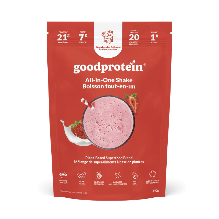 Protéines végétales - Boisson tout-en-un - Fraise et Crème - Good Protein - 2 formats
